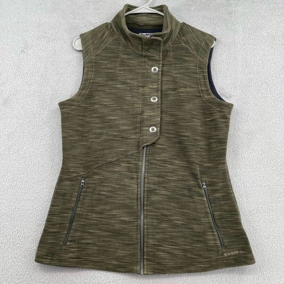 Exofficio Jackets & Blazers - ExOfficio Vest Womens Large Green Fleece Full Zip Pockets Mock Turtleneck